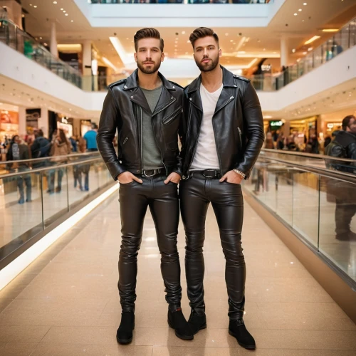 leather jacket,leather,black leather,fashion models,capital cities,mannequins,men's wear,jonas brother,shopping icon,leather boots,superfruit,mirroring,duo,shopping icons,models,social,boys fashion,men clothes,leather shoes,turquoise leather,Photography,General,Natural