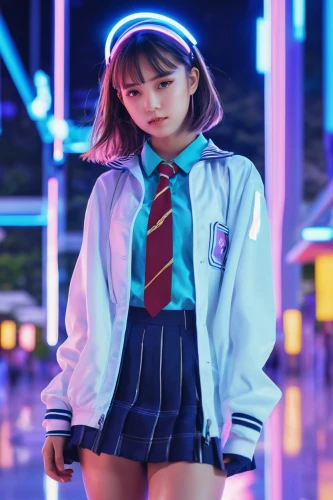 schoolgirl,anime japanese clothing,school uniform,maimi fl,school skirt,japanese idol,retro girl,mikuru asahina,sujeonggwa,harajuku,sports uniform,sailor,kawaii girl,japanese kawaii,anime girl,neon light,sakura,jacket,tokyo,uniform,Photography,Artistic Photography,Artistic Photography 03