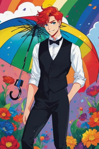 summer umbrella,brolly,umbrella,man with umbrella,florist gayfeather,parasol,umbrellas,rainbow background,overhead umbrella,asian umbrella,rainmaker,groom,clamp,adonis,pride parade,butler,huge umbrellas,japanese umbrella,parasols,the groom,Illustration,Japanese style,Japanese Style 06