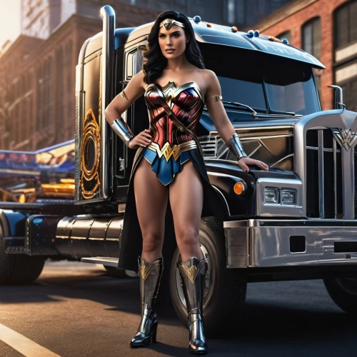 wonder woman city,wonderwoman,wonder woman,super woman,super heroine,goddess of justice,wonder,figure of justice,nikola,lasso,muscle woman,truck driver,sprint woman,woman power,super,trucking,digital compositing,lady justice,city trans,woman strong,Photography,General,Sci-Fi