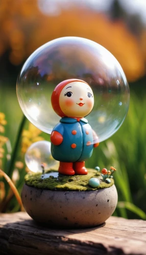 lensball,3d figure,crystal ball-photography,soap bubbles,tiny world,inflates soap bubbles,little planet,crystal ball,soap bubble,3d model,small bubbles,glass sphere,wind-up toy,miniature figure,think bubble,bubbles,cinema 4d,figurine,make soap bubbles,frozen soap bubble,Unique,3D,Toy