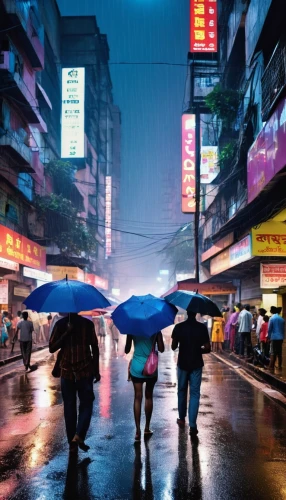 hong kong,hanoi,taipei,kowloon,asian umbrella,chongqing,shanghai,hk,monsoon,kuala lumpur,cyberpunk,blue rain,bangkok,teal blue asia,heavy rain,jakarta,umbrellas,vietnam,hongkong,taipei city,Photography,General,Realistic