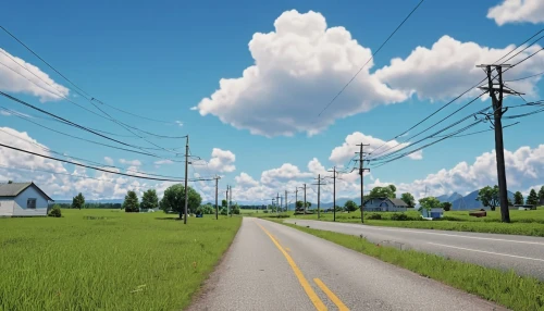 powerlines,power lines,overhead power line,telephone poles,country road,electrical lines,power line,electrical wires,electricity pylons,electric cable,roads,road,rural landscape,roadside,power pole,landscape background,the road,background vector,crossroad,bicycle path,Photography,General,Realistic