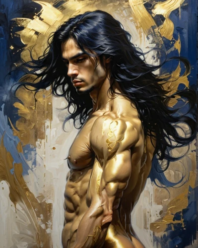 gold paint stroke,tarzan,gold paint strokes,zodiac sign libra,shiva,body building,sculpt,lord shiva,digital painting,ripped,fantasy art,muscular,world digital painting,greek god,muscle man,male character,god shiva,muscle icon,perseus,adonis