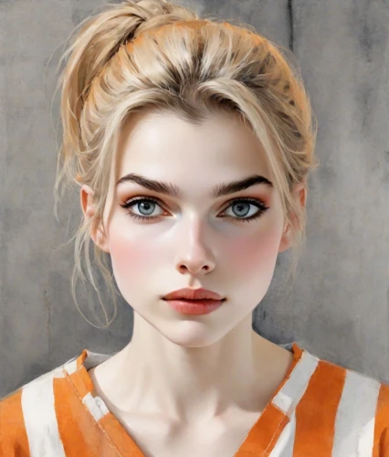 clementine,girl portrait,realdoll,natural cosmetic,doll's facial features,portrait of a girl,portrait background,vector girl,girl drawing,cosmetic,digital painting,illustrator,world digital painting,cute cartoon character,fantasy portrait,young woman,blond girl,cinnamon girl,elsa,female doll,Digital Art,Watercolor