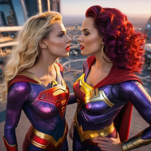 girlfriends,trinity,wonder woman city,sisters,bodypaint,woman power,wonder,super woman,birds of prey,mother and daughter,beauty icons,super heroine,beautiful photo girls,internationalwomensday,girl power,superheroes,wax figures,beautiful women,marvelous,girl kiss,Photography,General,Sci-Fi