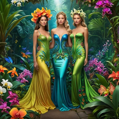 celtic woman,the three graces,mermaids,three flowers,fantasy picture,mermaid vectors,mermaid background,believe in mermaids,sirens,green mermaid scale,lilies of the valley,garden of eden,merfolk,apollo and the muses,fantasy art,four seasons,secret garden of venus,princesses,water-leaf family,tour to the sirens,Photography,General,Natural