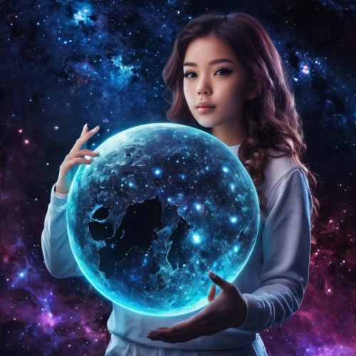 astro,astronomer,universe,crystal ball-photography,crystal ball,sphere,the universe,exo-earth,girl with speech bubble,celestial body,horoscope libra,luna,astral traveler,photo manipulation,copernican world system,zodiac sign libra,heliosphere,orbiting,celestial object,space art,Conceptual Art,Sci-Fi,Sci-Fi 30