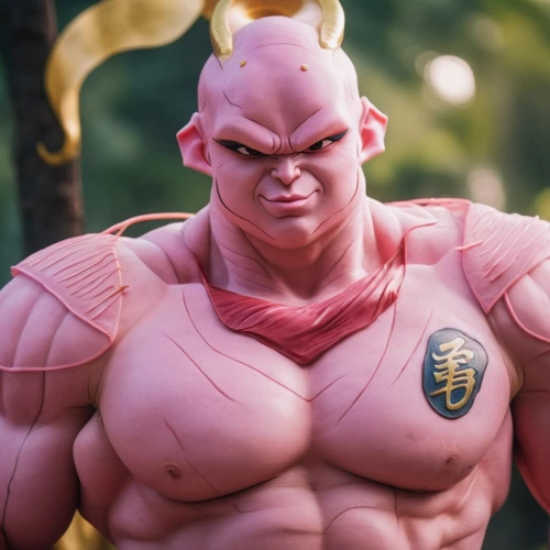 nikuman,shallot,dragonball,dragon ball,muscle man,3d model,vegeta,man in pink,dragon ball z,3d figure,actionfigure,sculpt,goku,the pink panther,son goku,game figure,lotus with hands,pink double,angry man,3d render,Photography,General,Cinematic