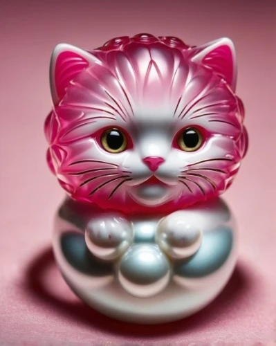 pink cat,glass ornament,lucky cat,vintage ornament,paperweight,doll cat,porcelaine,chinaware,chinese teacup,the pink panter,glass yard ornament,fragrance teapot,bonnet ornament,teacup,cheshire,silversmith,vintage cat,fine china,feline,tea party cat