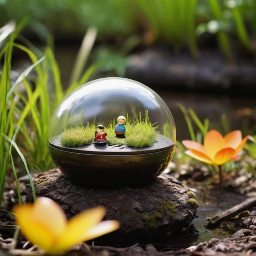 lensball,tiny world,crystal ball-photography,snowglobes,snow globes,miniature figures,little planet,glass yard ornament,terrarium,little people,jazz frog garden ornament,playmobil,glass sphere,garden decor,garden decoration,girl and boy outdoor,toy photos,scandia gnomes,gnomes,rubber ducks,Unique,3D,Toy