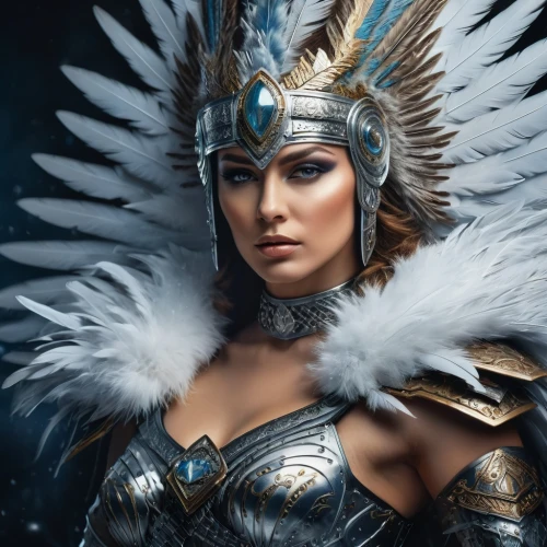 female warrior,warrior woman,feather headdress,athena,cleopatra,archangel,fantasy woman,artemisia,goddess of justice,headdress,ice queen,garuda,fantasy art,the archangel,fantasy picture,fantasy warrior,heroic fantasy,horus,fantasy portrait,queen of the night,Photography,General,Fantasy