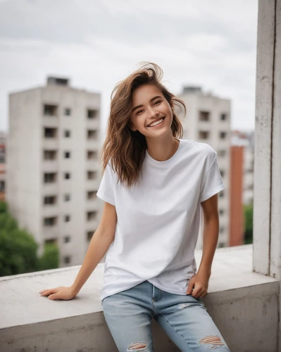 girl in t-shirt,girl on a white background,white shirt,a girl's smile,concrete background,tshirt,filipino,killer smile,smiling,portrait background,vietnamese,beautiful young woman,jeans background,on the roof,portrait photography,cotton top,greta oto,sofia,in a shirt,grin,Photography,Documentary Photography,Documentary Photography 04