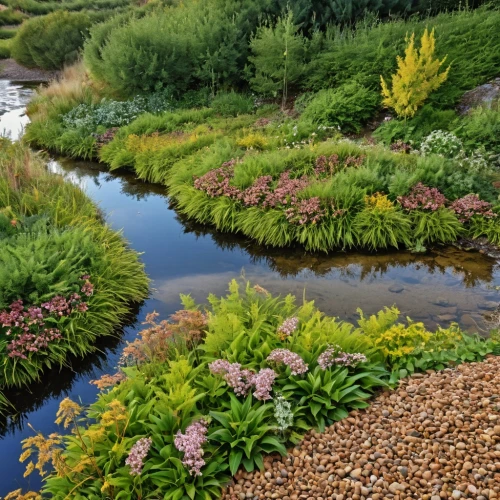 pond plants,landscape designers sydney,flower borders,garden pond,perennial plants,loosestrife and pomegranate family,autumn borders,water plants,stream bed,flowing creek,landscape design sydney,garden loosestrife,riparian zone,pond flower,aquatic plants,nature garden,summer border,watercourse,lily pond,flower water,Photography,General,Realistic