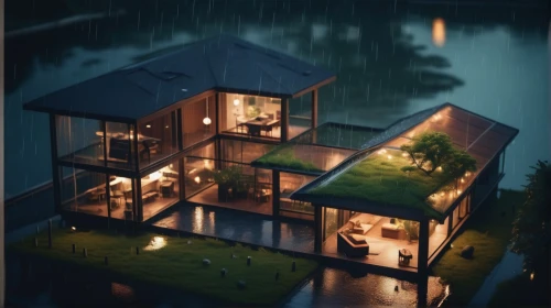house by the water,rainy,houseboat,house with lake,rainy day,small cabin,floating huts,rainy season,small house,summer cottage,little house,lonely house,rainstorm,cottage,apartment house,boathouse,rainy weather,pool house,in the rain,wooden house,Photography,General,Cinematic