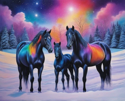 unicorn art,unicorn and rainbow,unicorn background,equines,beautiful horses,horses,colorful horse,rainbow unicorn,two-horses,unicorns,bay horses,equine,equine coat colors,arabian horses,nothern lights,black horse,constellation unicorn,wild horses,unicorn,horse horses,Illustration,Realistic Fantasy,Realistic Fantasy 20