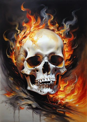 fire artist,scull,flame of fire,combustion,conflagration,burning earth,the conflagration,burnout fire,flame spirit,oil painting on canvas,fire devil,flammable,flaming,burning torch,open flames,inferno,afire,fire-eater,burning house,fire eater,Illustration,Paper based,Paper Based 11