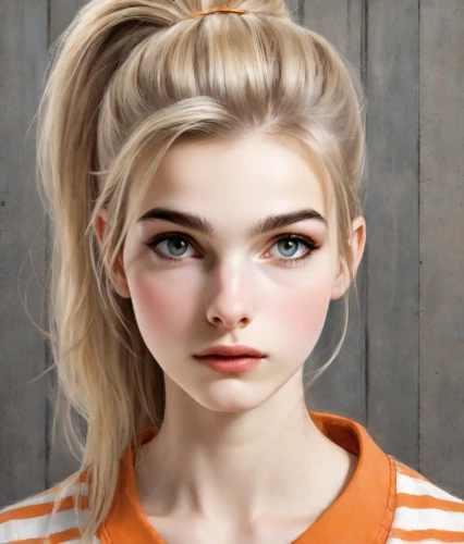 realdoll,doll's facial features,natural cosmetic,bun,vintage makeup,clementine,blond girl,pompadour,blonde girl,girl portrait,bun mixed,portrait of a girl,cinnamon girl,updo,doll face,female doll,blonde woman,beauty face skin,young woman,cosmetic,Digital Art,Pencil Sketch