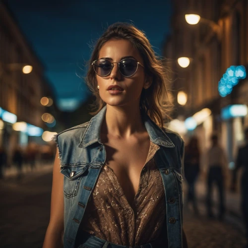 fashion street,arbat street,sunglasses,woman walking,street fashion,photo session at night,retro woman,shopping icon,woman shopping,women fashion,fashionable girl,girl walking away,street life,aviator sunglass,nevsky avenue,streetlife,city ​​portrait,street photography,night photography,woman in menswear,Photography,General,Cinematic