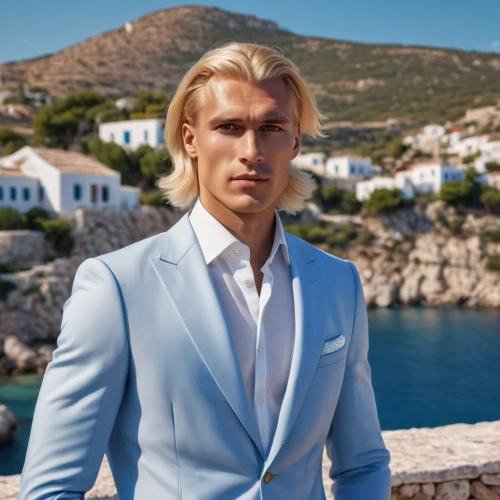 men's suit,wedding suit,male model,male elf,men's wear,greek god,suit trousers,shades of blue,the balearics,formal guy,long blonde hair,the groom,men clothes,the suit,silvery blue,spanish stallion,white clothing,the amur adonis,groom,man's fashion,Photography,General,Realistic