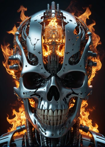 endoskeleton,panhead,terminator,hot metal,cybernetics,metal,biomechanical,scull,cyborg,bot icon,war machine,skull racing,crossbones,skull bones,robot icon,skull mask,steam icon,metal implants,skull sculpture,skull allover,Conceptual Art,Sci-Fi,Sci-Fi 09