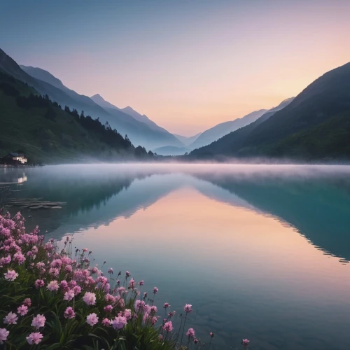 the valley of flowers,eastern switzerland,southeast switzerland,beautiful lake,beautiful landscape,austria,hintersee,lake lucerne region,switzerland,alpine lake,canton of glarus,alpsee,calm water,landscapes beautiful,evening lake,heaven lake,bernese oberland,switzerland chf,the alps,tranquility,Photography,General,Realistic