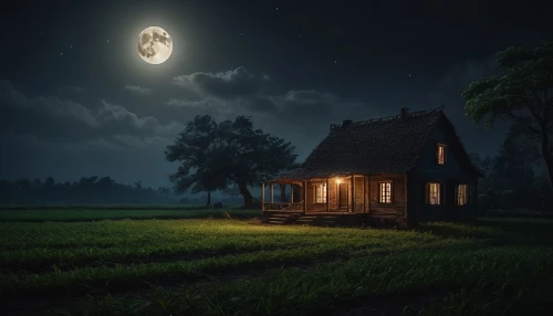 lonely house,little house,small house,moonlit night,home landscape,witch's house,wooden house,witch house,small cabin,house in the forest,night scene,beautiful home,ancient house,summer cottage,cottage,miniature house,evening atmosphere,wooden hut,fantasy picture,house silhouette,Photography,General,Fantasy