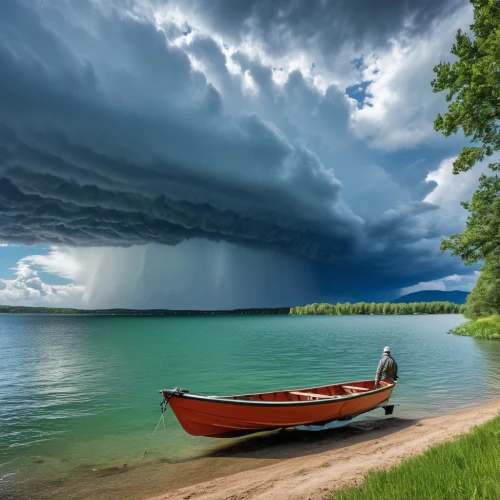 boat landscape,the danube delta,storm clouds,boat on sea,canoes,danube delta,wooden boat,landscape photography,beautiful lake,a thunderstorm cell,baltic sea,lake balaton,dug out canoe,shelf cloud,rowboats,fishing boat,the baltic sea,lake baikal,monsoon,canoeing,Photography,General,Realistic