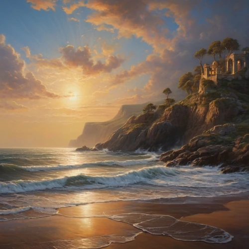 coastal landscape,beach landscape,seascape,sea landscape,landscape with sea,fantasy landscape,cliffs ocean,landscape background,beach scenery,fantasy picture,sunrise beach,world digital painting,seascapes,ocean view,mountain beach,fantasy art,cliff beach,dream beach,by the sea,sea-shore,Photography,General,Natural