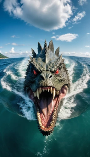 salt water crocodile,sea monsters,philippines crocodile,sea devil,god of the sea,crocodile eye,saltwater crocodile,poseidon god face,sea god,dragon boat,crocodile,piranha,marine reptile,kraken,water creature,jaws,dinokonda,ark,nature's wrath,photoshop manipulation,Photography,General,Realistic