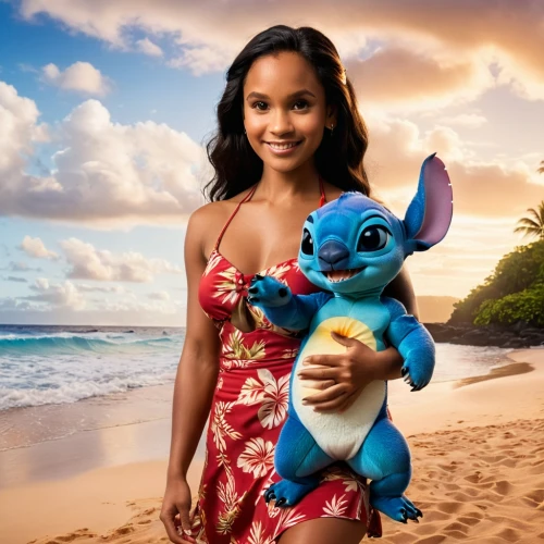 stitch,lilo,moana,south pacific,blue hawaii,digital compositing,tiana,madagascar,aladha,disney character,beach background,bahama mom,cgi,aloha,antilles,aladin,sustainability icons,jasmine bush,disney,hula,Photography,General,Cinematic