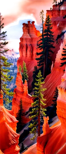 fairyland canyon,bryce canyon,red cliff,hoodoos,antelope canyon,landscape red,canyon,cliff dwelling,mountainous landforms,mountain landscape,watercolor pine tree,arid landscape,sandstone rocks,zion,mountainous landscape,volcanic landscape,arizona cypress,mountain scene,world digital painting,conifers,Conceptual Art,Sci-Fi,Sci-Fi 24