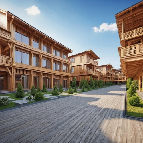 wooden houses,wooden construction,3d rendering,new housing development,wooden decking,wood deck,wooden facade,stilt houses,eco hotel,eco-construction,townhouses,timber house,timber framed building,wooden beams,wooden planks,apartment complex,wooden house,dune ridge,log home,ski resort,Photography,General,Realistic