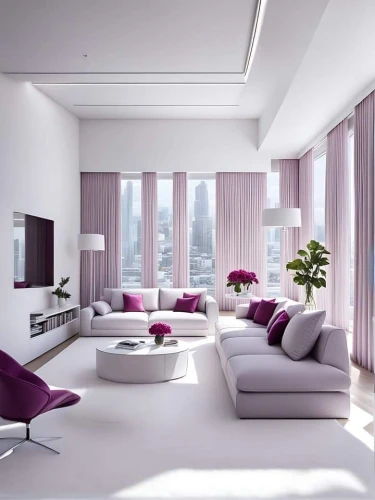 modern room,apartment lounge,livingroom,modern living room,contemporary decor,great room,modern decor,living room,interior modern design,penthouse apartment,the purple-and-white,sitting room,purple and pink,interior design,luxury home interior,interior decoration,chaise lounge,family room,pink-purple,soft furniture