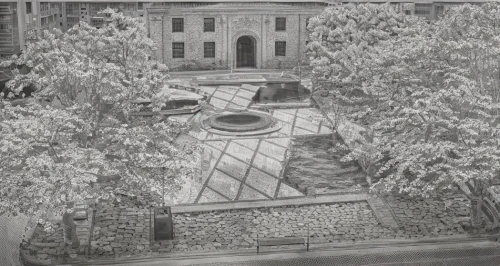 courtyard,maximilian fountain,pencil drawing,old fountain,lafayette square,garden elevation,inside courtyard,the garden society of gothenburg,patio,garden design sydney,chalk drawing,pencil art,garden of the fountain,pencil drawings,paved square,tomb of unknown soldier,august fountain,capitol square,lafayette park,stone drawing,Art sketch,Art sketch,Concept