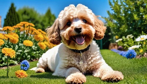 cavapoo,cockapoo,tibetan terrier,american cocker spaniel,basset fauve de bretagne,english cocker spaniel,goldendoodle,welsh springer spaniel,cavalier king charles spaniel,cocker spaniel,flower background,lagotto romagnolo,labradoodle,pet vitamins & supplements,cavachon,irish soft-coated wheaten terrier,havanese,grand basset griffon vendéen,miniature poodle,king charles spaniel,Photography,General,Realistic