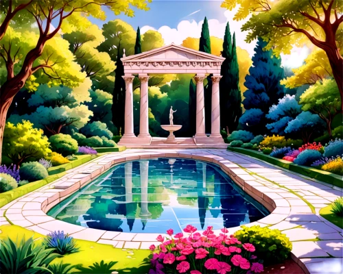 secret garden of venus,wishing well,fountain pond,lilly pond,fountain,stone fountain,garden pond,fountain of friendship of peoples,garden of the fountain,garden of eden,decorative fountains,august fountain,landscape background,rosarium,bird bath,old fountain,water fountain,fountain of the moor,crescent spring,gazebo,Illustration,Black and White,Black and White 05