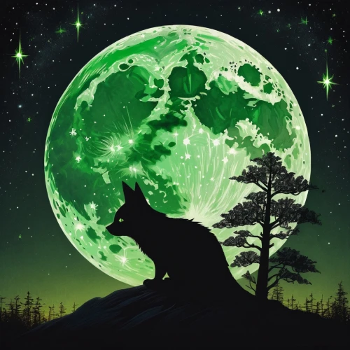 hollyleaf cherry,howling wolf,werewolves,constellation wolf,moon and star background,wolfman,werewolf,patrol,cat vector,my neighbor totoro,green aurora,halloween background,big moon,moonlit night,full moon day,super moon,full moon,herfstanemoon,moonstuck,ursa,Illustration,Realistic Fantasy,Realistic Fantasy 07