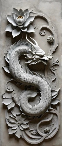 stone carving,metal embossing,wood carving,chinese dragon,dragon design,koi fish,carved wall,chinese art,wall decoration,wall panel,silver octopus,decorative art,koi,japanese garden ornament,koi carp,kombu,dragon li,carvings,serpent,floral ornament,Illustration,Japanese style,Japanese Style 18