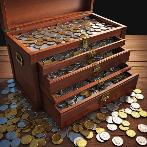 treasure chest,pirate treasure,a drawer,music chest,savings box,collected game assets,coins stacks,drawers,drawer,chest of drawers,attache case,moneybox,tokens,storage cabinet,game bank,tackle box,compartments,accumulator,toolbox,crypto mining