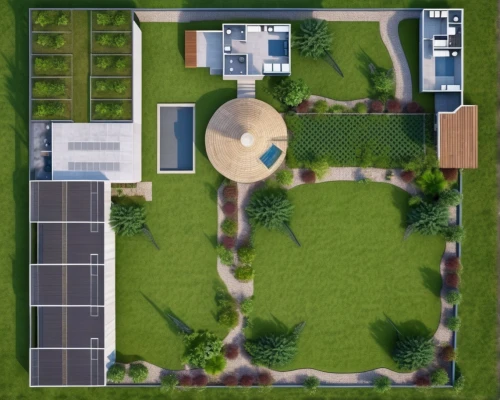 helipad,modern house,floorplan home,japanese zen garden,hospital landing pad,paved square,bird's-eye view,school design,house floorplan,landscape plan,view from above,flat roof,modern architecture,large home,residential area,residential,apartment complex,suburban,courtyard,mid century house,Photography,General,Realistic