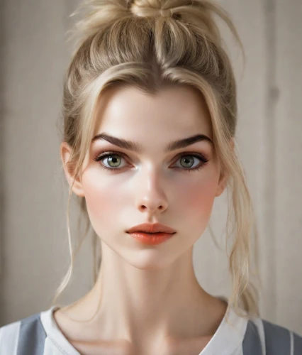 realdoll,doll's facial features,female doll,natural cosmetic,fashion doll,girl portrait,fashion dolls,artist doll,model doll,vintage doll,cosmetic,girl doll,bun,barbie doll,female model,painter doll,portrait of a girl,vintage makeup,blond girl,beautiful model,Photography,Natural