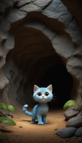 blue cave,blue caves,cave,cartoon cat,the blue caves,cave tour,alley cat,cat on a blue background,cartoon video game background,blue eyes cat,rescue alley,3d render,feral cat,tunnel,aegean cat,little cat,exploring,stray cat,caving,3d rendered,Illustration,Abstract Fantasy,Abstract Fantasy 06