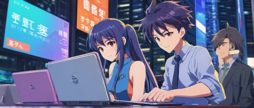 girl at the computer,anime 3d,typesetting,laptop,computer,computer game,dual screen,computer screen,computer program,laptop screen,computer addiction,computer freak,computer business,computers,world end,computer graphics,personal computer,desktop computer,desktop,pc laptop,Illustration,Japanese style,Japanese Style 03