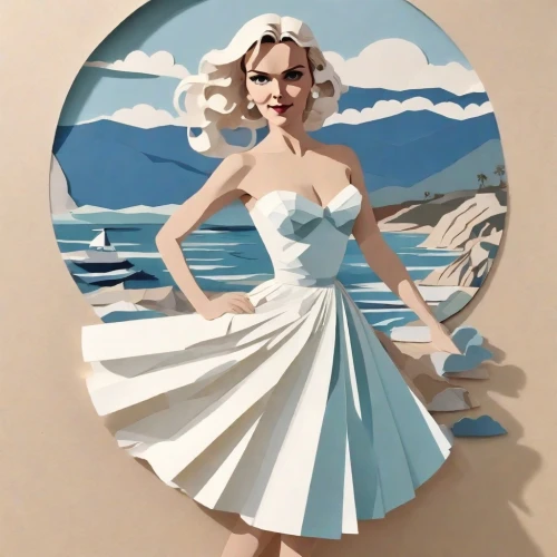 marylin monroe,art deco woman,retro 1950's clip art,marilyn,fashion vector,art deco wreaths,grace kelly,marylyn monroe - female,fashion illustration,watercolor pin up,art deco frame,pin-up girl,roy lichtenstein,the sea maid,pinup girl,hoopskirt,retro pin up girl,the beach pearl,paper art,vector image,Digital Art,Flat Papercut