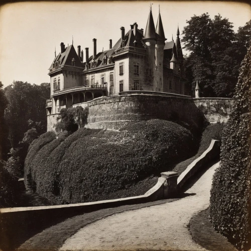 dunrobin,garden elevation,encarte,chateau,abbaye de belloc,the garden society of gothenburg,gardens,castle sans souci,19th century,bethlen castle,royal castle of amboise,stieglitz,agfa isolette,henry g marquand house,château,waldeck castle,castelul peles,würzburg residence,manicured,chateau margaux,Photography,Black and white photography,Black and White Photography 15