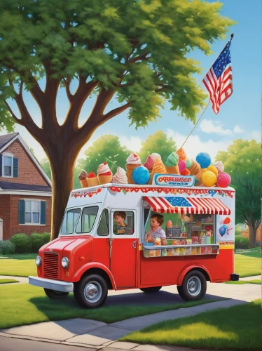 ice cream van,ice cream stand,ice cream cart,american car,american stafford,travel trailer poster,americana,child's fire engine,food truck,ice cream shop,american food,camper van,happy birthday balloons,summer fair,america,easter truck,house trailer,red balloons,united states postal service,corner balloons,Photography,Documentary Photography,Documentary Photography 30