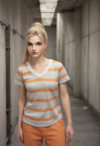 girl in t-shirt,concrete background,digital compositing,blond girl,blonde woman,girl walking away,stop teenager suicide,teen,blonde girl,young woman,girl in a long,isolated t-shirt,olallieberry,women clothes,photographic background,striped background,female model,the girl at the station,women's clothing,photo session in torn clothes,Photography,Natural