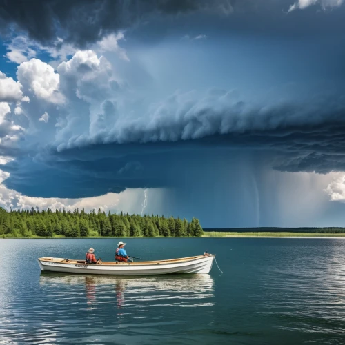 a thunderstorm cell,tornado drum,boat landscape,shelf cloud,water spout,powerboating,thundercloud,boats and boating--equipment and supplies,thunderclouds,cumulonimbus,power boat,thunderheads,thunderhead,raincloud,canoes,rowboats,meteorological phenomenon,the danube delta,paddle boat,natural phenomenon,Photography,General,Realistic