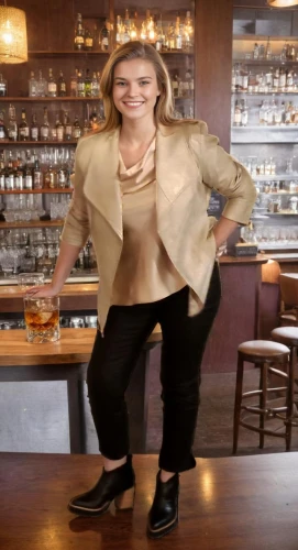 bolero jacket,barmaid,social,bartender,piano bar,bar,female alcoholism,waitress,unique bar,business woman,pantsuit,real estate agent,menswear for women,business women,businesswoman,plus-size model,woman in menswear,cocktails,cocktail,wine bar,Female,Australians,Straight hair,Youth & Middle-aged,M,Confidence,Women's Wear,Indoor,Bar